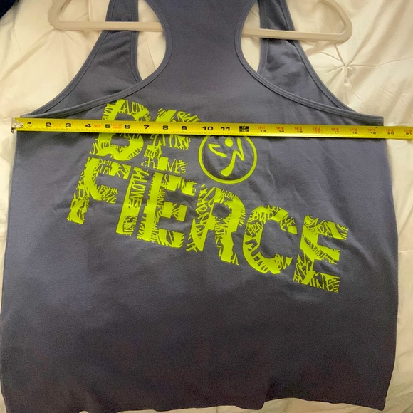 ZUMBA TOP - GRAY WITH GREEN NEON LETTERS - Picture 6 of 9